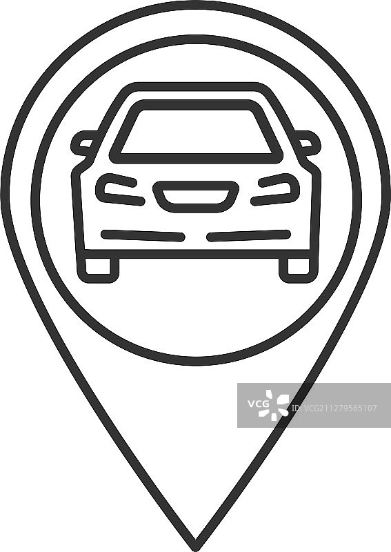 带有汽车内部线性图标的地图定位图片素材
