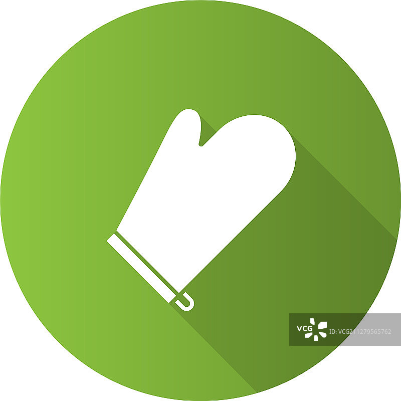 烤箱手套扁平设计长阴影图标图片素材