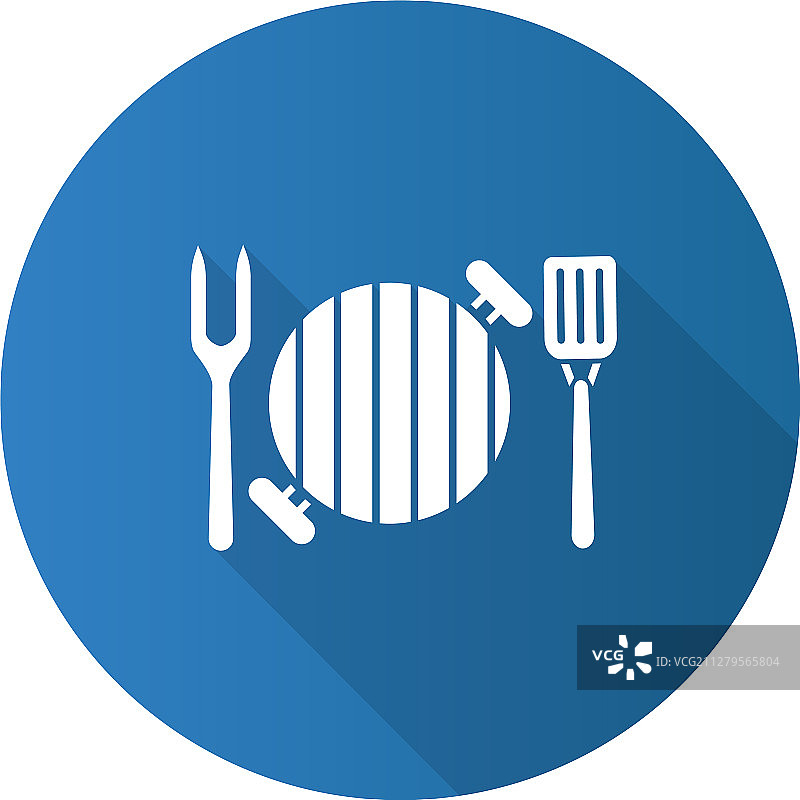 扁平设计烧烤炉及叉铲图片素材