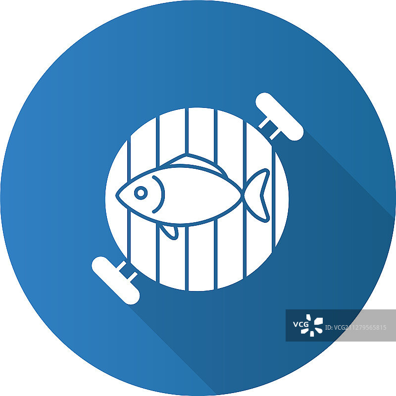 烧烤架上的鱼扁平设计长阴影图片素材