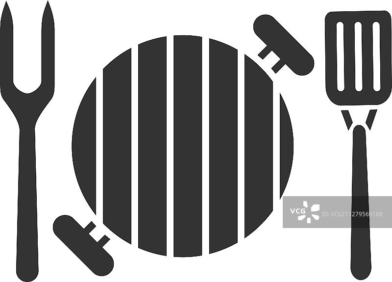 带叉子和铲子的烤肉架标志图标图片素材
