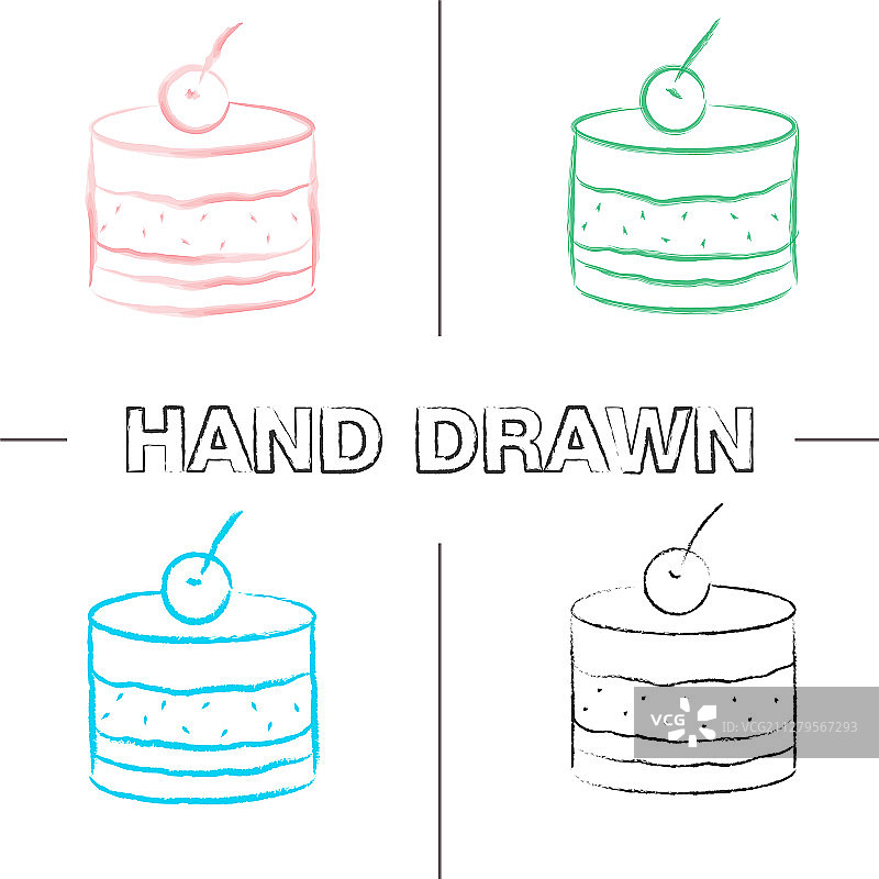 提拉米苏手绘图标集图片素材