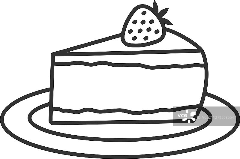草莓线性图标芝士蛋糕图片素材