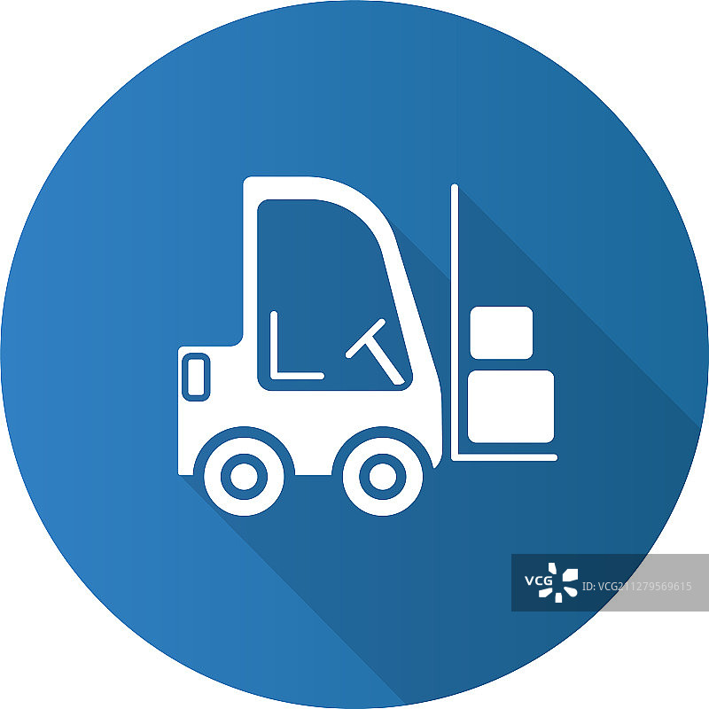 叉车扁平风格长阴影字形图标图片素材