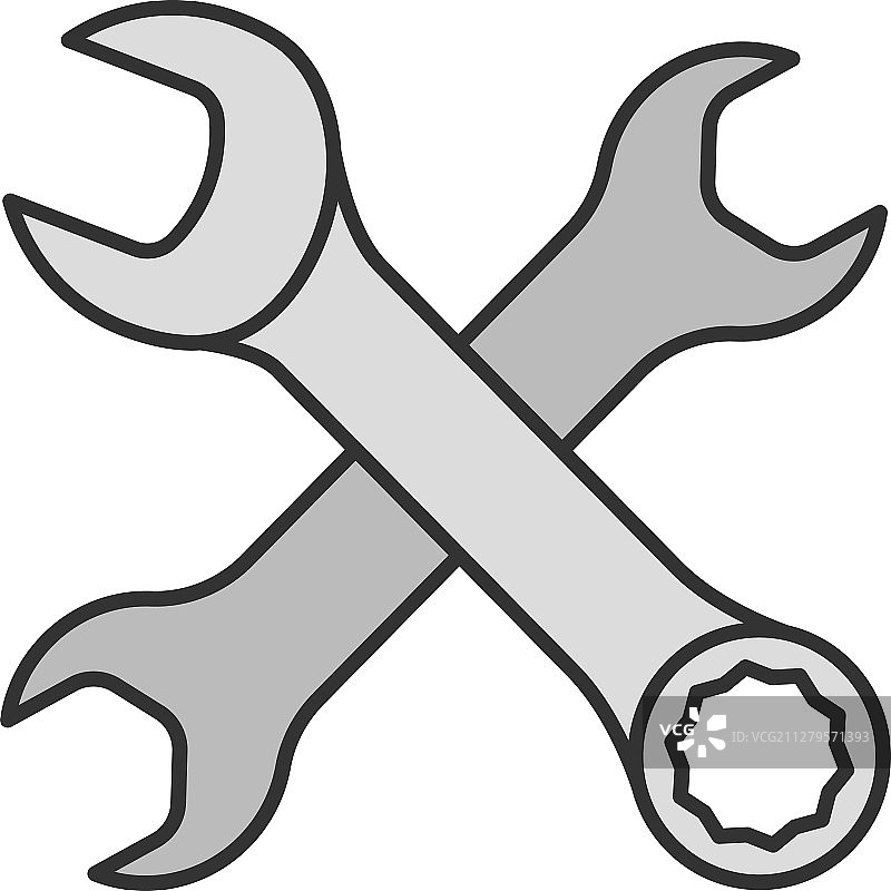 交叉扳手彩色图标图片素材