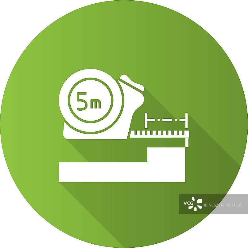 扁平线性长阴影的卷尺轮盘图标图片素材