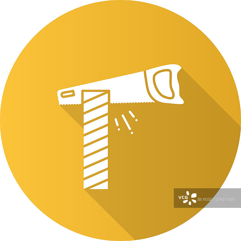 手锯切割木板扁平线性长条图片素材