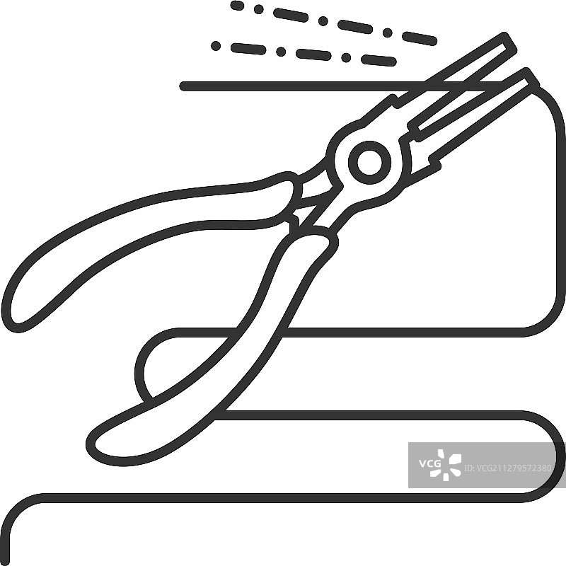 圆嘴钳剪线线性图标图片素材