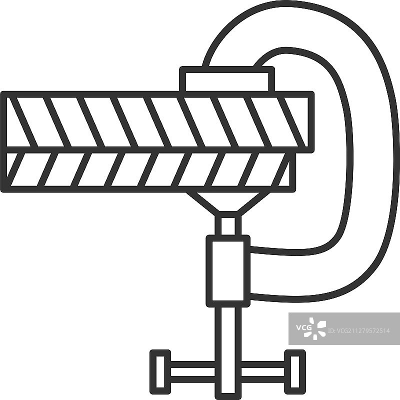 夹持木板线性图标的螺丝夹图片素材