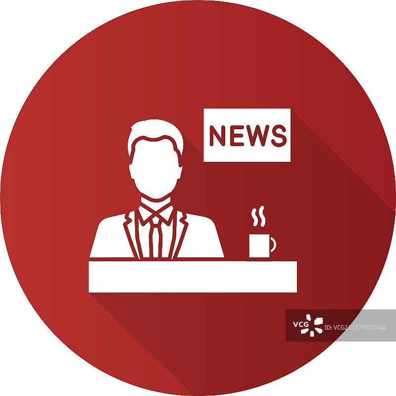 电视节目主持人扁平风格长阴影图标图片素材