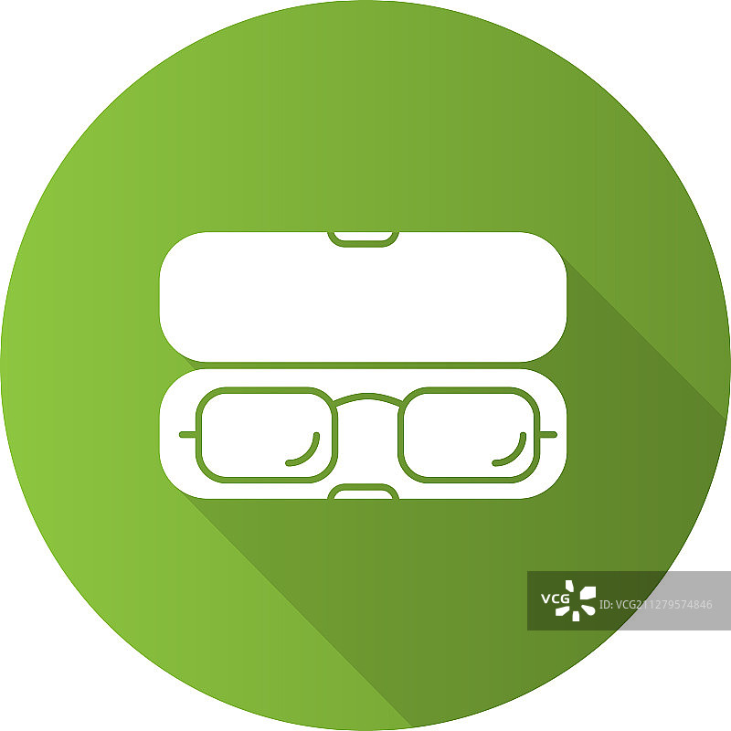 眼镜盒扁平设计长阴影字形图标图片素材