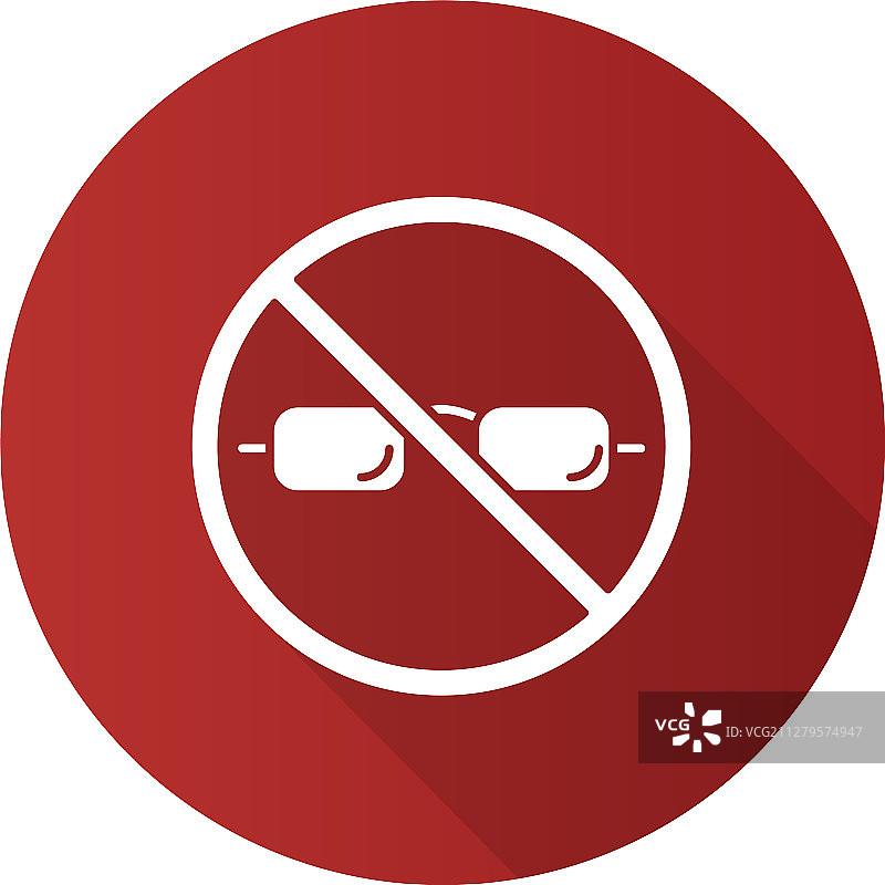 禁止佩戴眼镜扁平风长阴影设计图片素材