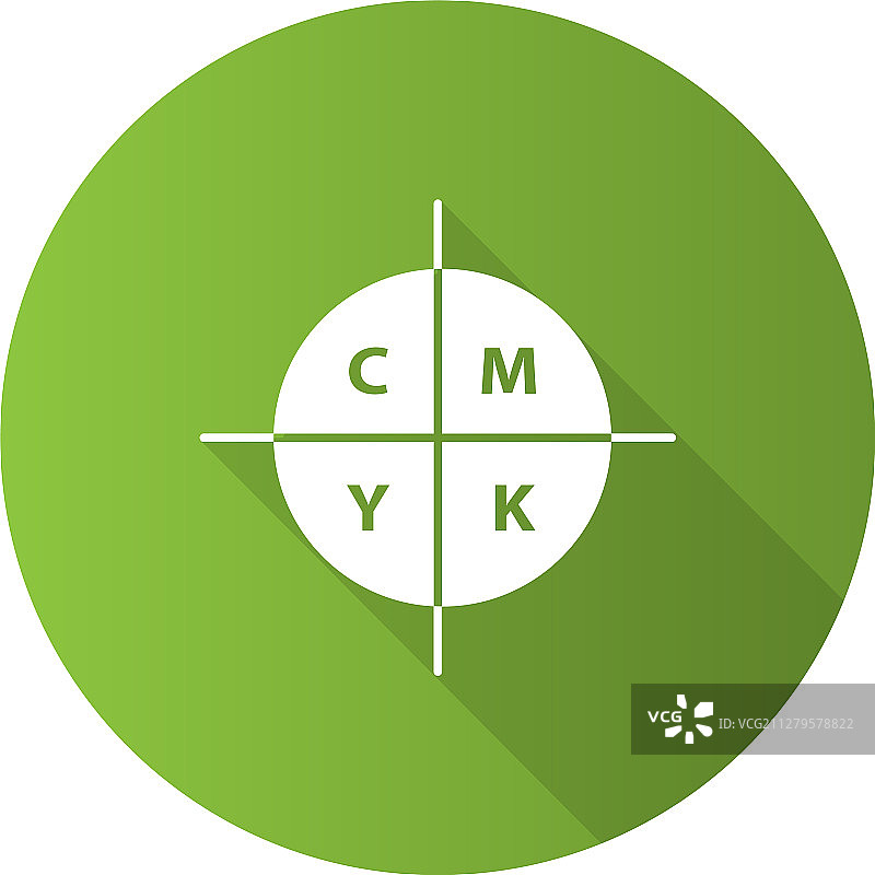 CMYK颜色圆形模型扁平设计长阴影图片素材