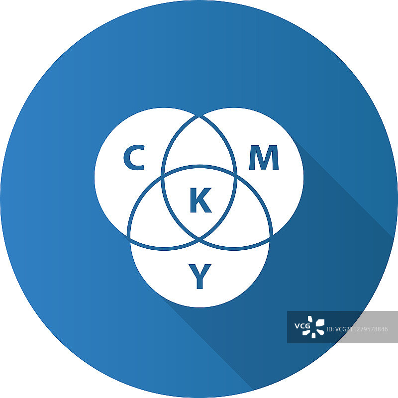 CMYK颜色圆形模型扁平设计长阴影图片素材