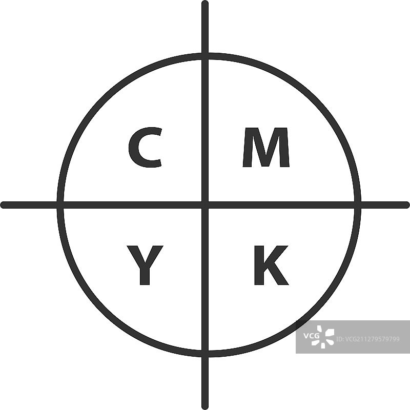 CMYK颜色圆形模型线性图标图片素材