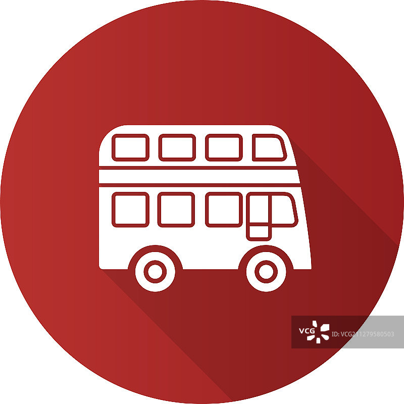 双层巴士扁平设计长阴影标志图片素材