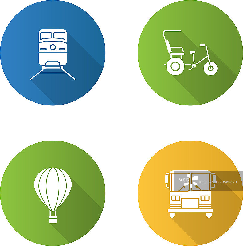 扁平风格长阴影公共交通标志图片素材