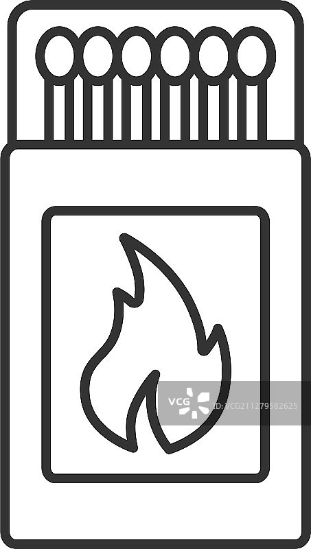 带火柴棍的打开的火柴盒线性图标图片素材