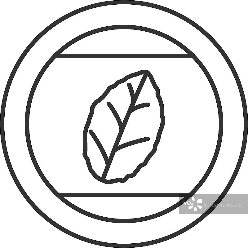 烟叶线性图标圆形贴纸图片素材