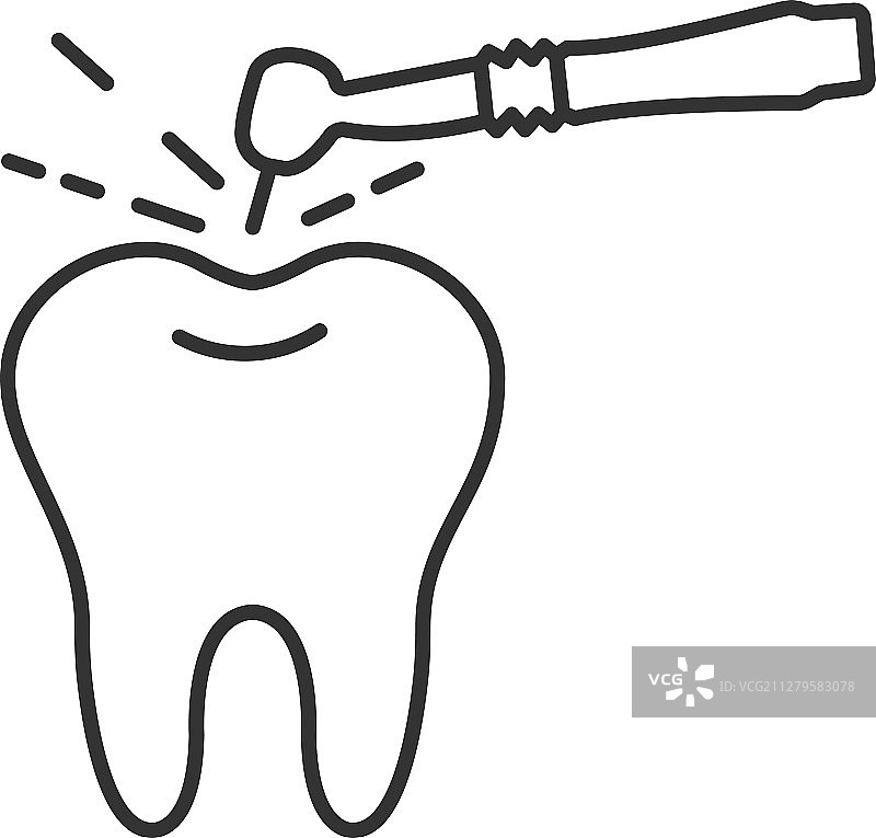 牙齿钻孔过程线性图标图片素材