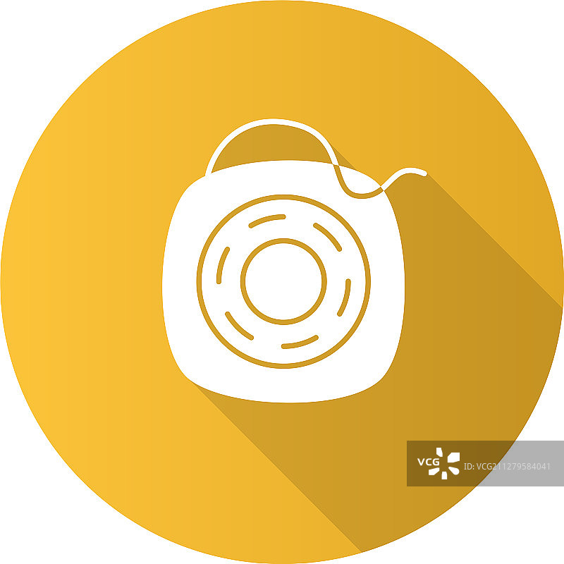 牙线扁平设计长阴影字形图标图片素材