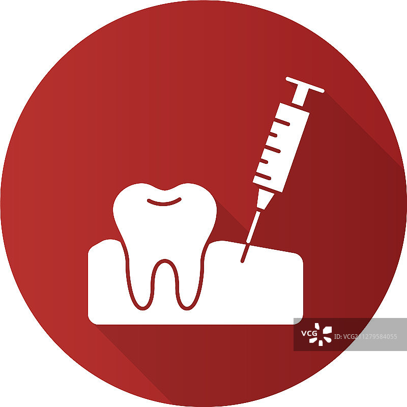 牙龈注射扁平设计长阴影字形图标图片素材