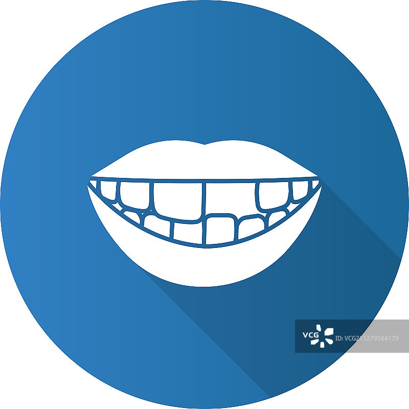 缺牙微笑扁平设计长阴影图片素材