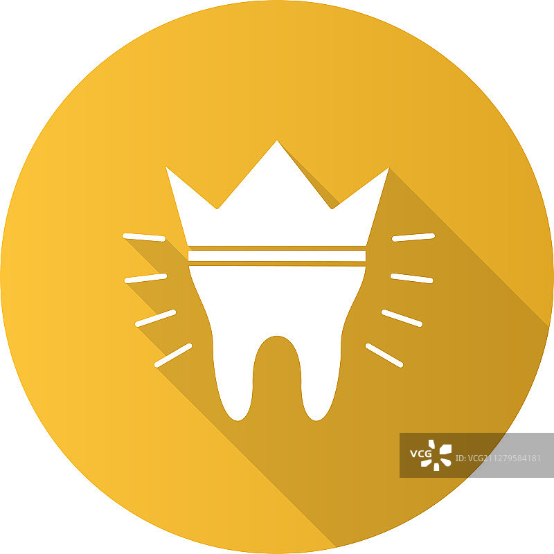 牙冠扁平设计长阴影标志图标图片素材