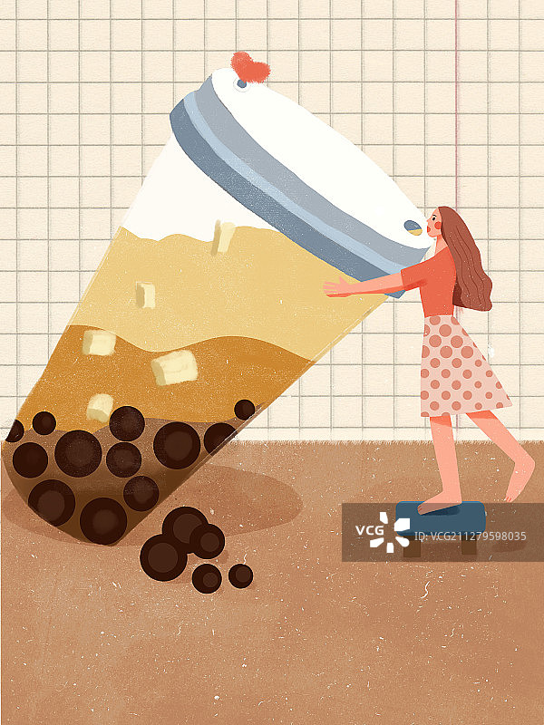 喝奶茶的女孩图片素材