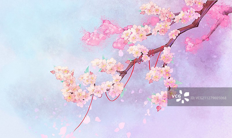 水彩桃花樱花水墨图片素材