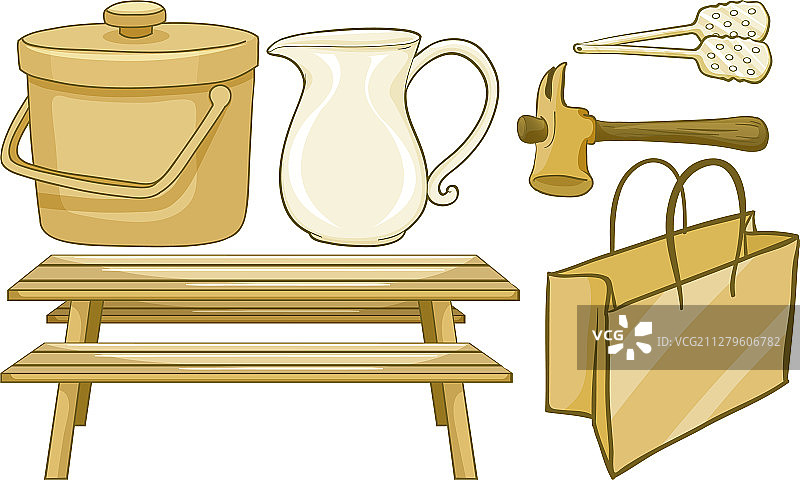 黄色家居用品组合图片素材