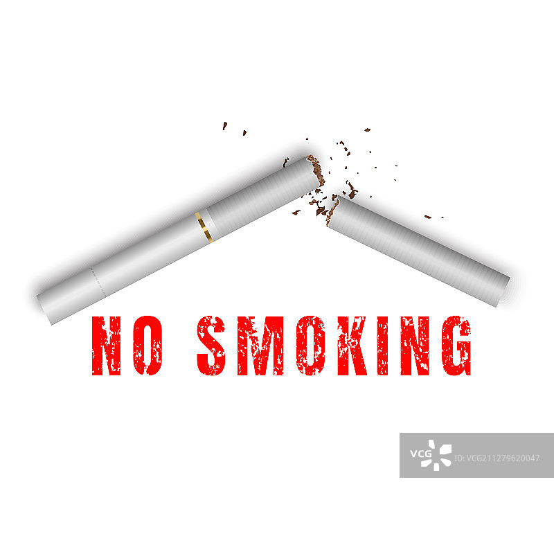 白色背景上的断裂香烟图片素材