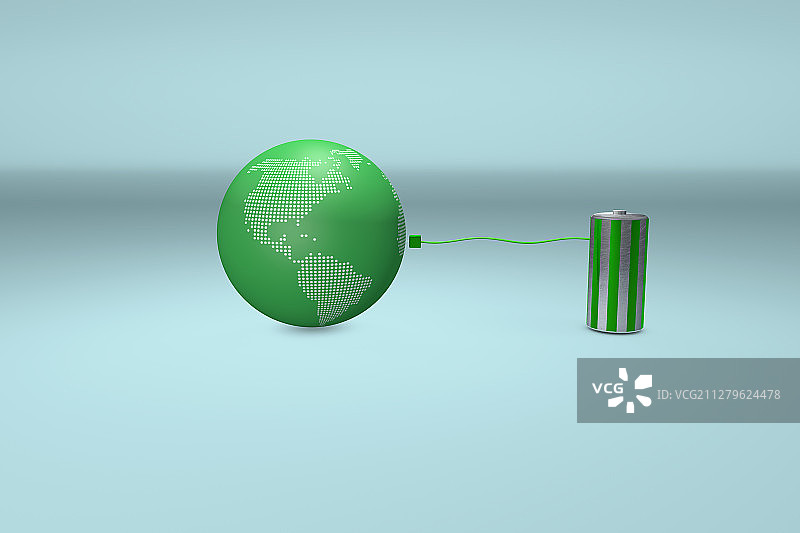 3d渲染的地球和电池图片素材