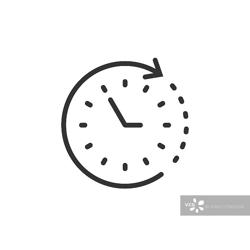 时钟图标在平面风格手表上白色孤立图片素材