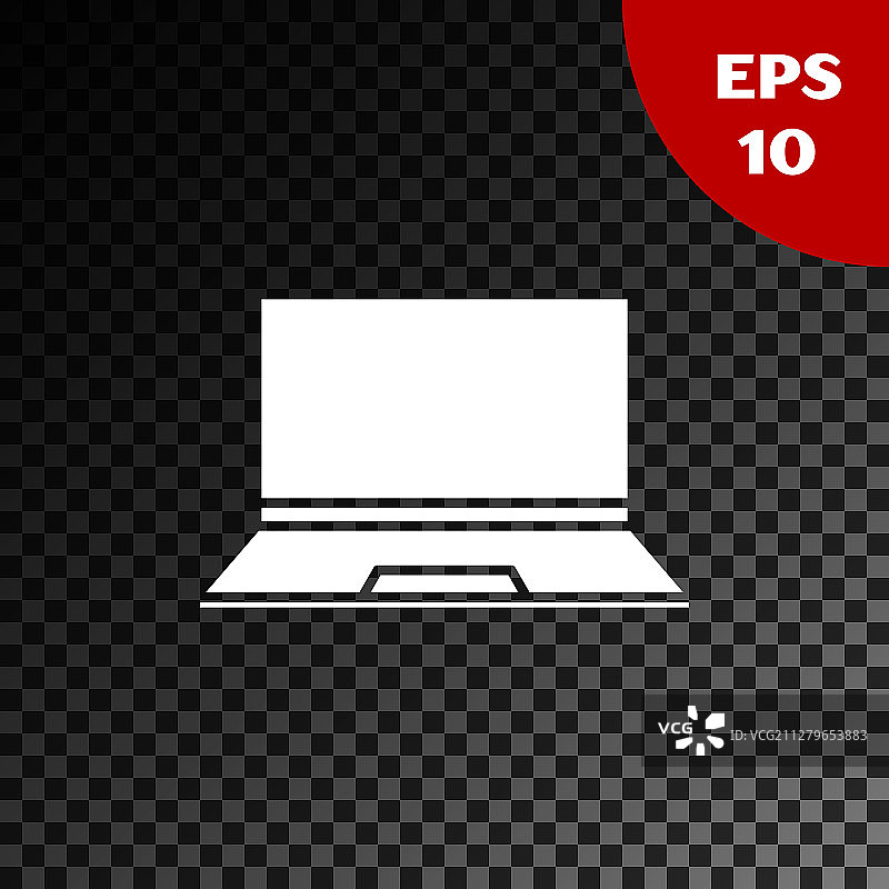 透明深色背景上的白色笔记本电脑图标图片素材