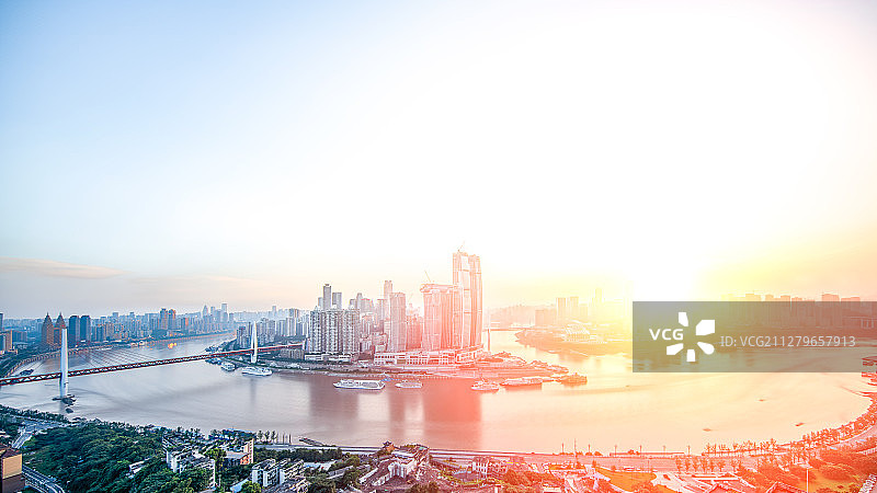 重庆黄昏时刻天际线景色图片素材