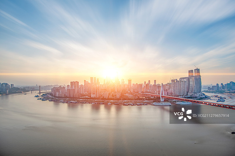 重庆黄昏时刻天际线景色图片素材