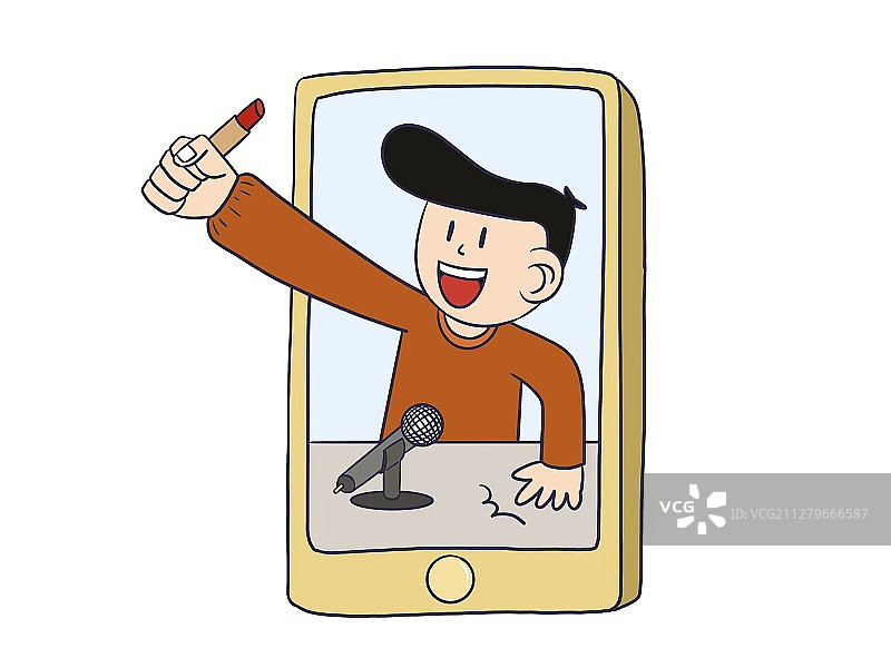 插画：网络主播直播带货图片素材