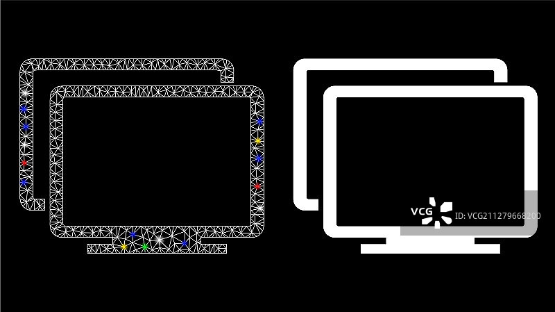 带闪光点的2.5D网格电脑图标图片素材