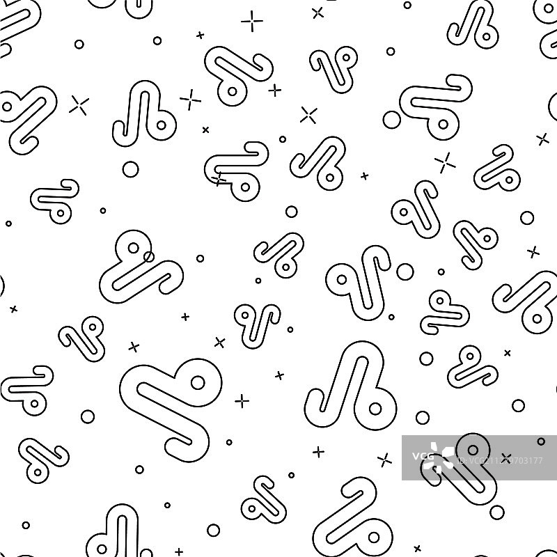 黑色线条狮子座星座标志图标无缝图案图片素材