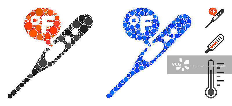 球形华氏温度马赛克图标图片素材