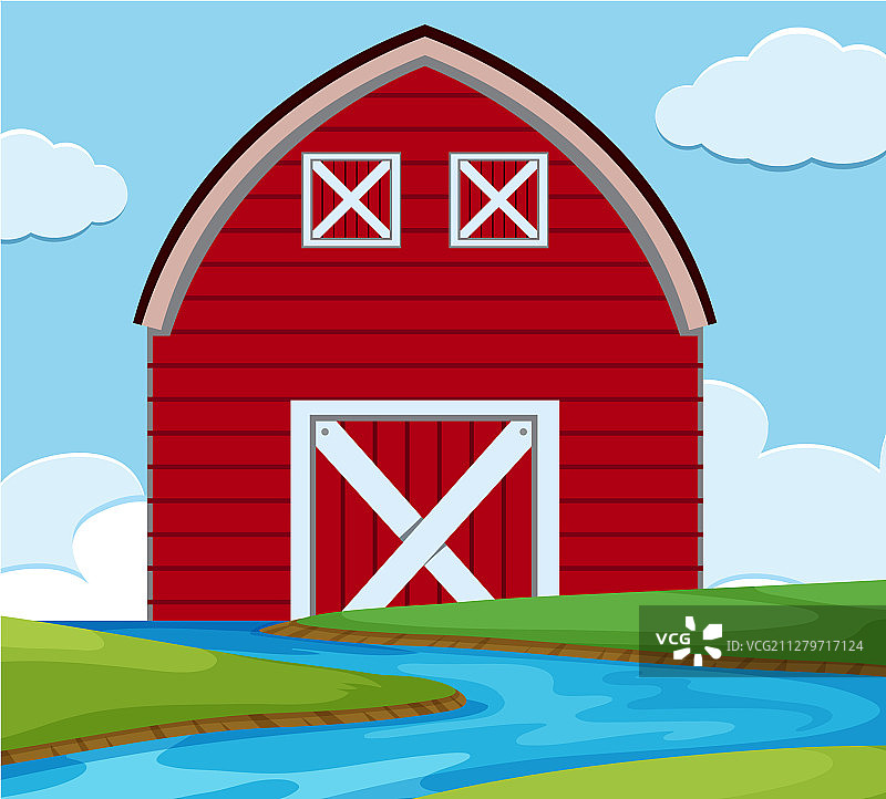 带有谷仓的户外场景图片素材