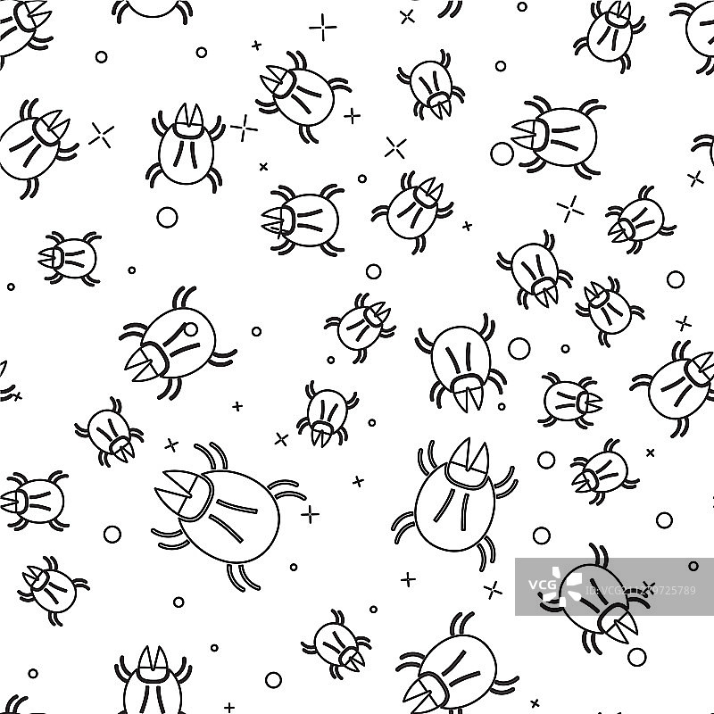 黑色线条寄生螨虫图标无缝拼接图案图片素材