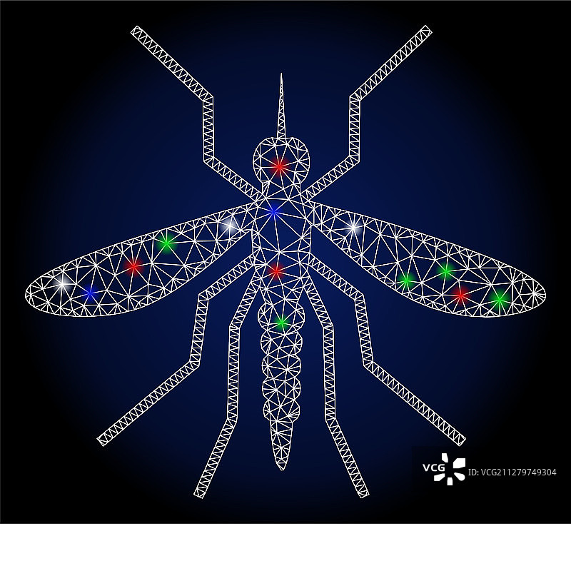耀斑网格骨架蚊子，带耀斑点图片素材