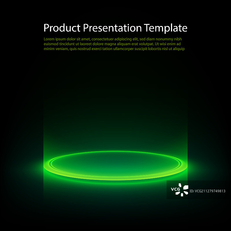 发光绿色光环霓虹灯柱图片素材