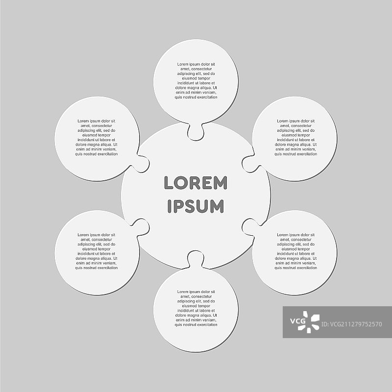 六片拼图圆形图表信息图图片素材