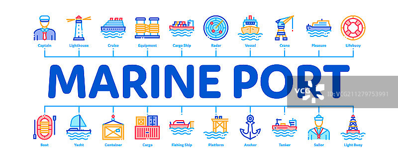 海运港口运输极简信息图banner图片素材