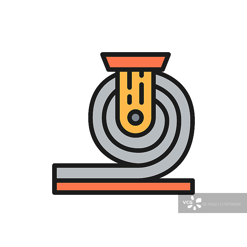 轧制金属冶金扁平彩色线性图标图片素材