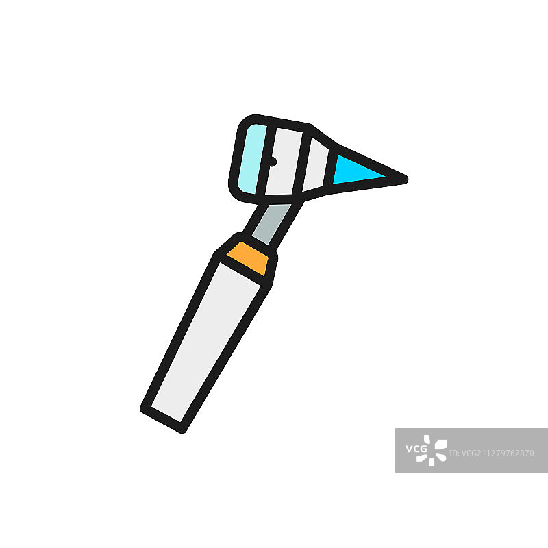 医用耳镜工具扁平彩色线性图标图片素材