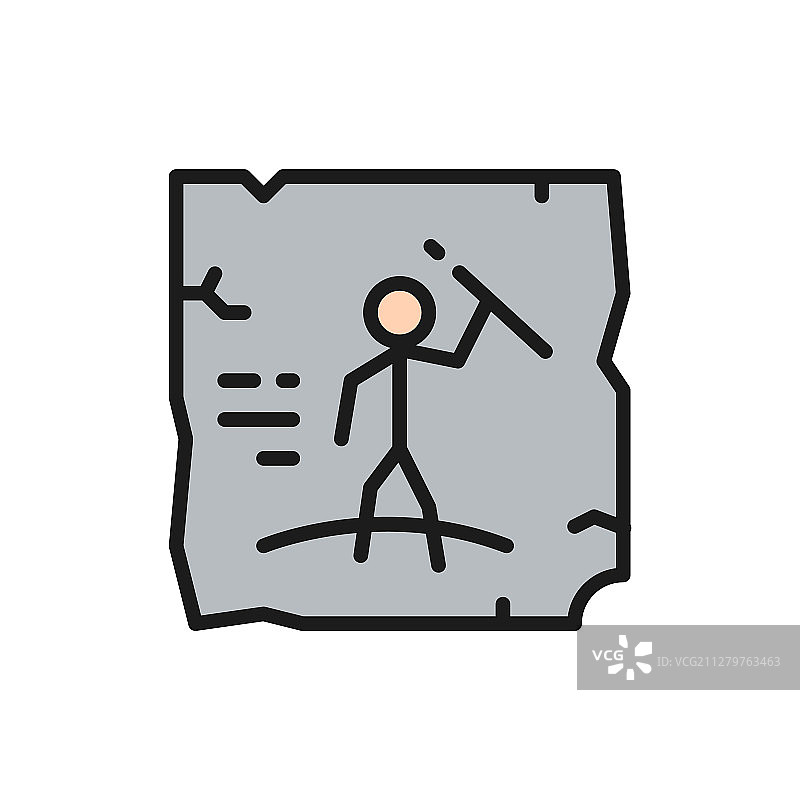 史前绘画洞穴壁画岩石艺术扁平风格图片素材